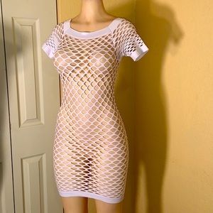 pothole design tube dress - White